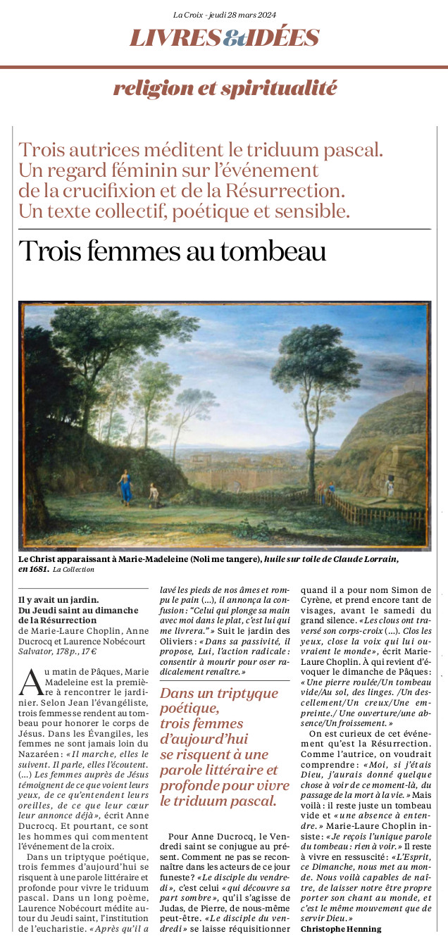 28.03.2024 - La Croix article